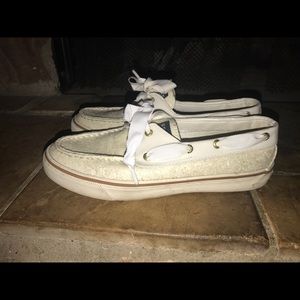 White Glitter Sperrys